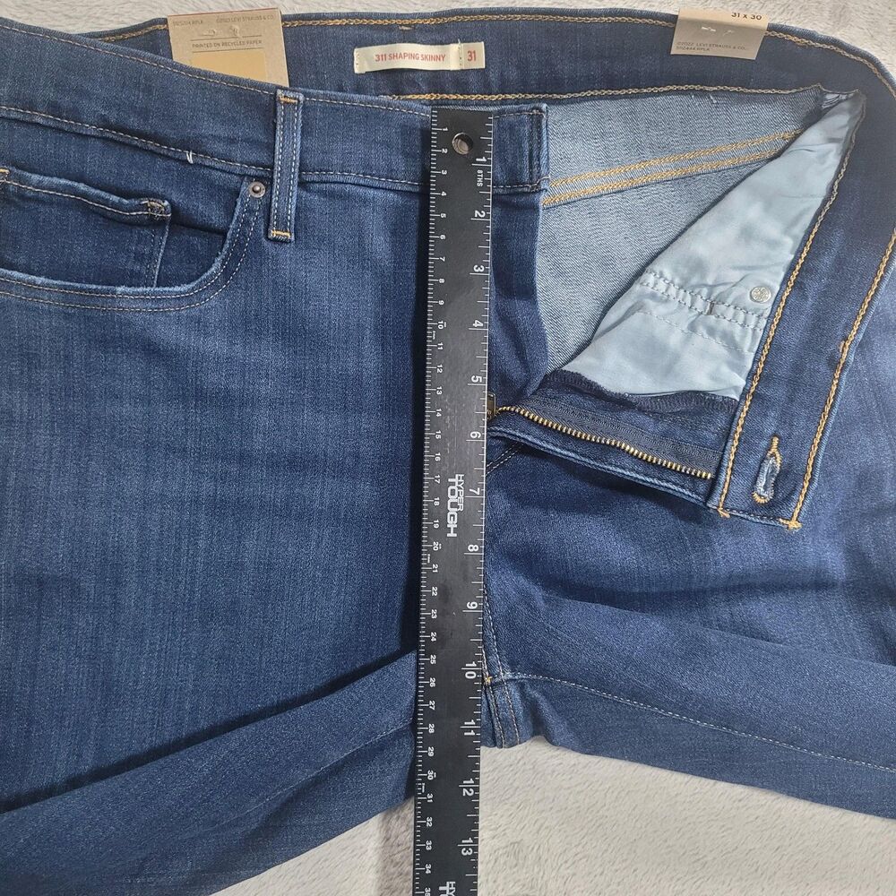 Levi's 311 Shaping Skinny Jeans Womens 31x30 Blue Med Wash Distressed Stretch - Picture 8 of 16